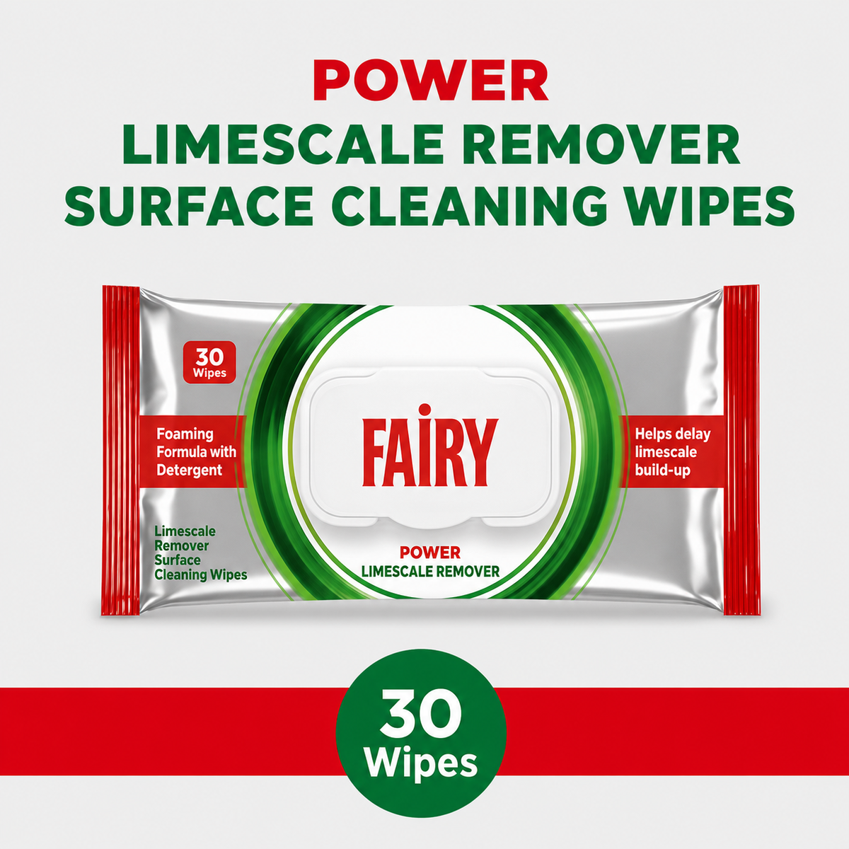 Fairy Power Limescale Remover Surface Cleaning Wipes – 30 Wipes