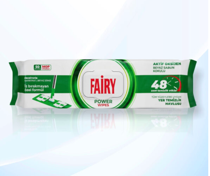 Fairy Power Floor Cleaning Wipes – Active Oxygen & White Soap Scent – 50 Wipes